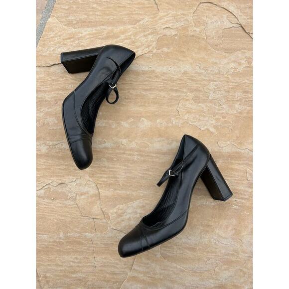 Jill Sander Black Leather Platform Round Toe Heel Sandals Size 41 - Picture 1 of 7